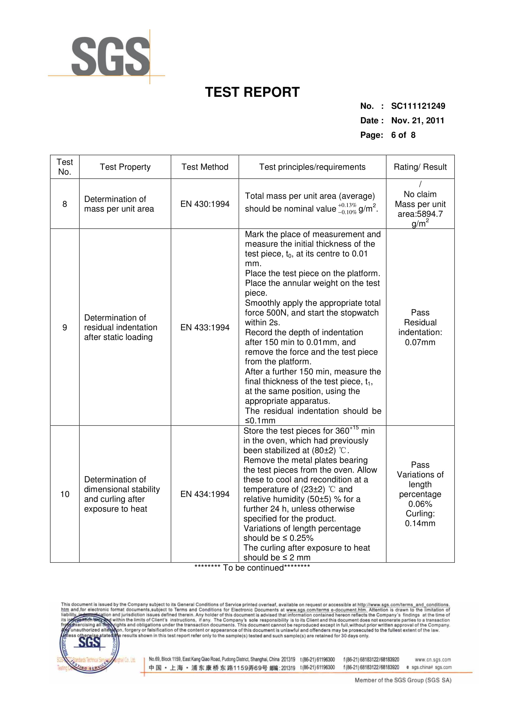 SS Floor SGS Test Report стр 6